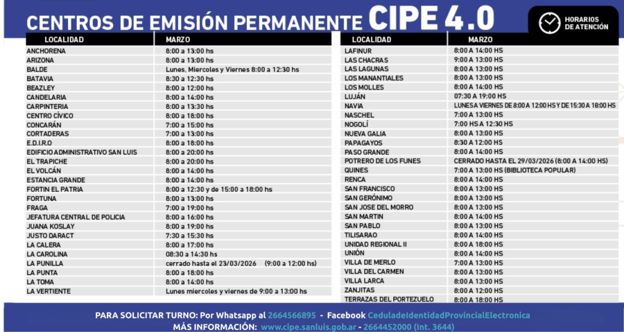 Horarios oficinas CIPE Horarios oficinas CIPE